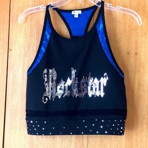 Rebel Athletic XL ROCKSTAR sequin bling cropped tank bra top cheerleading dance